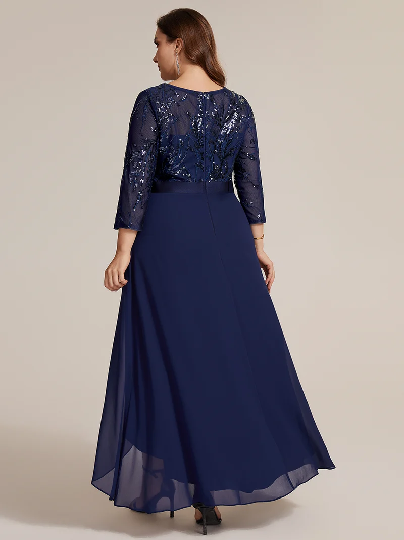 Robe trapèze à volants en mousseline avec sequins