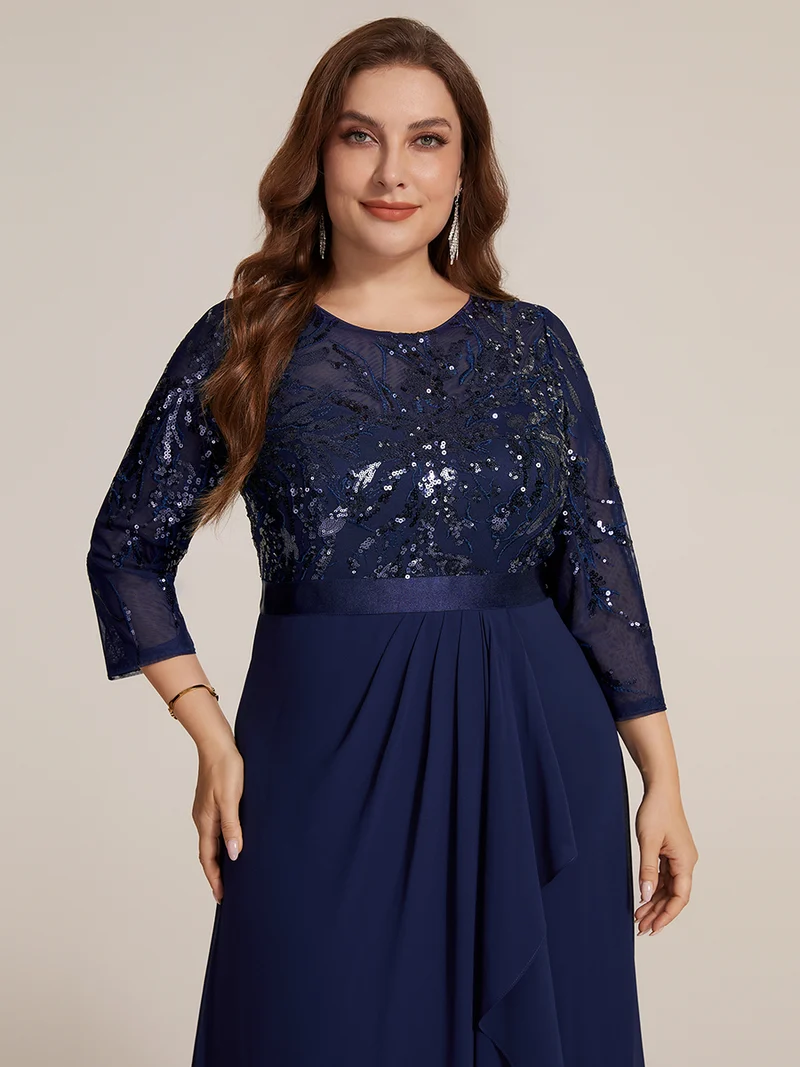 Robe trapèze à volants en mousseline avec sequins
