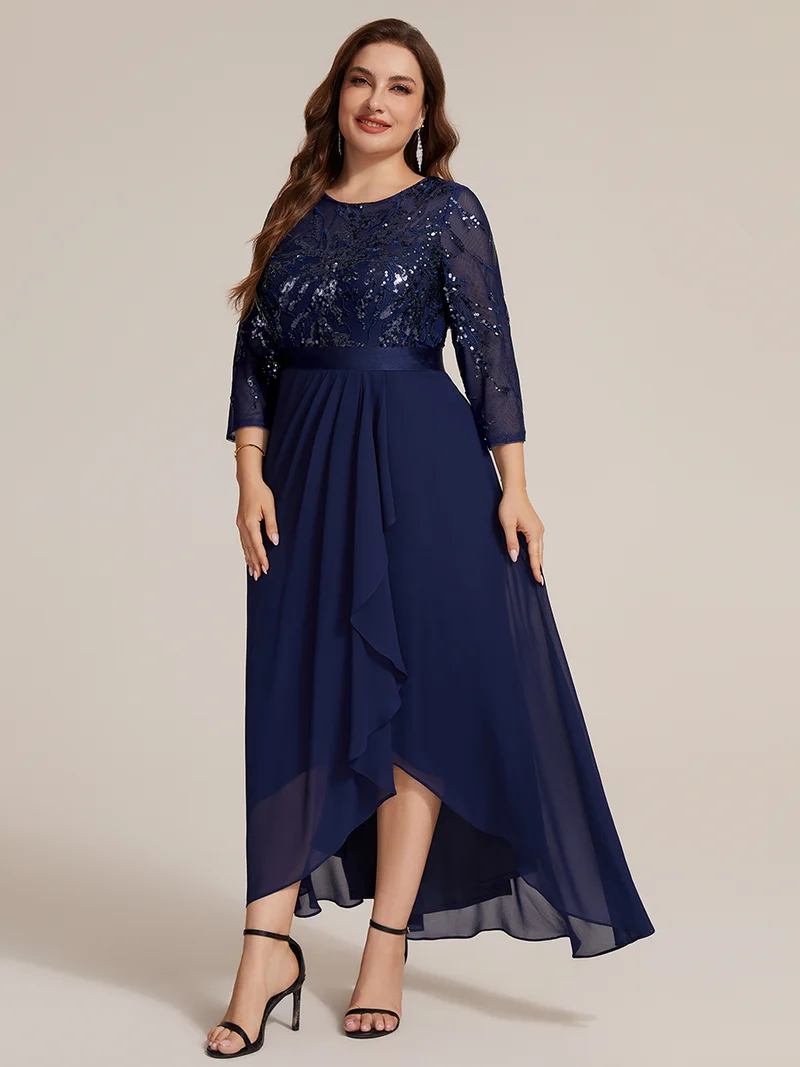Robe trapèze à volants en mousseline avec sequins