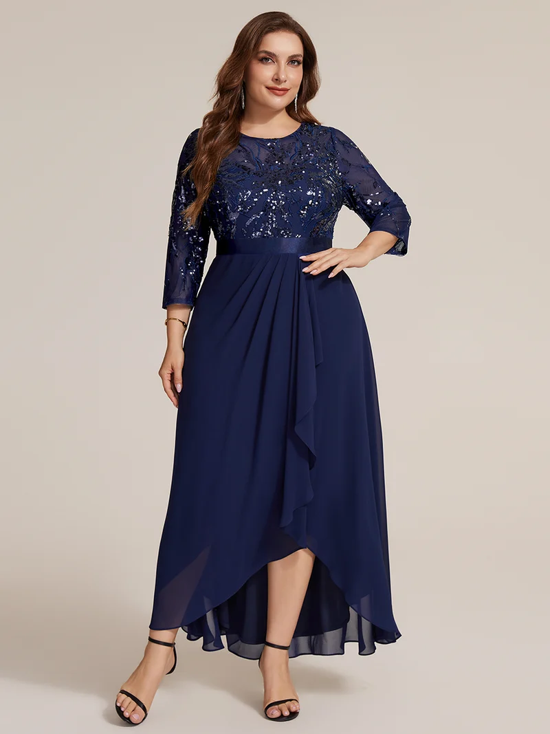 Robe trapèze à volants en mousseline avec sequins