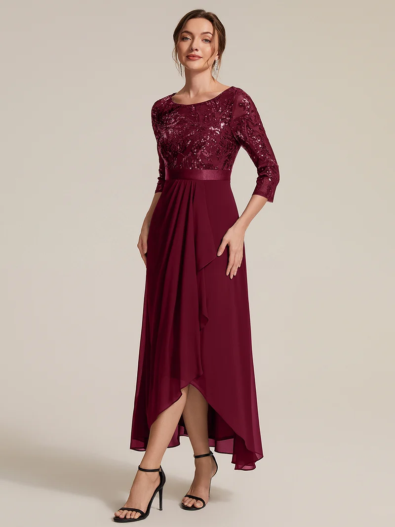 Robe trapèze à volants en mousseline avec sequins