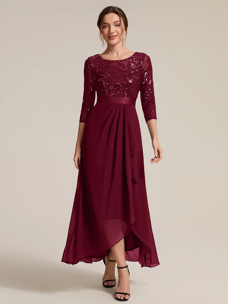 Robe trapèze à volants en mousseline avec sequins