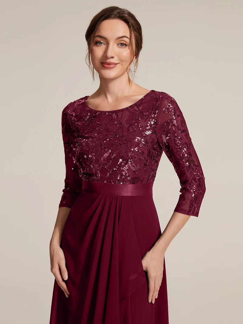 Robe trapèze à volants en mousseline avec sequins