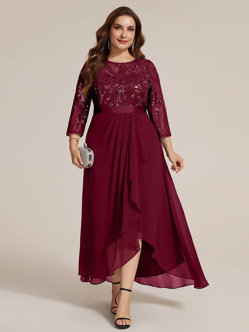 Robe trapèze à volants en mousseline avec sequins