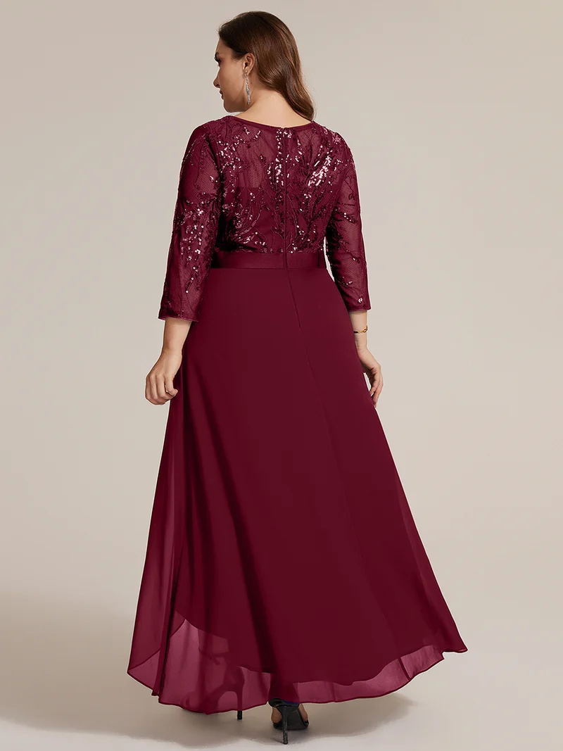 Robe trapèze à volants en mousseline avec sequins