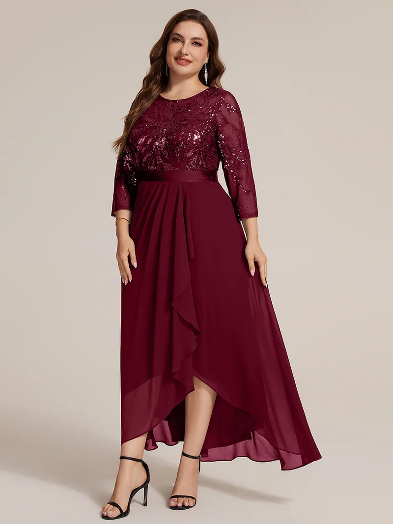 Robe trapèze à volants en mousseline avec sequins