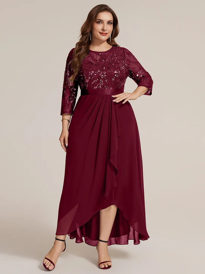 Robe trapèze à volants en mousseline avec sequins