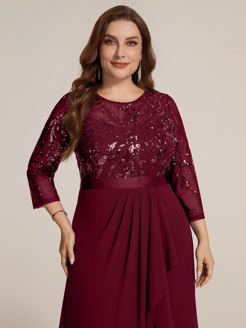 Robe trapèze à volants en mousseline avec sequins