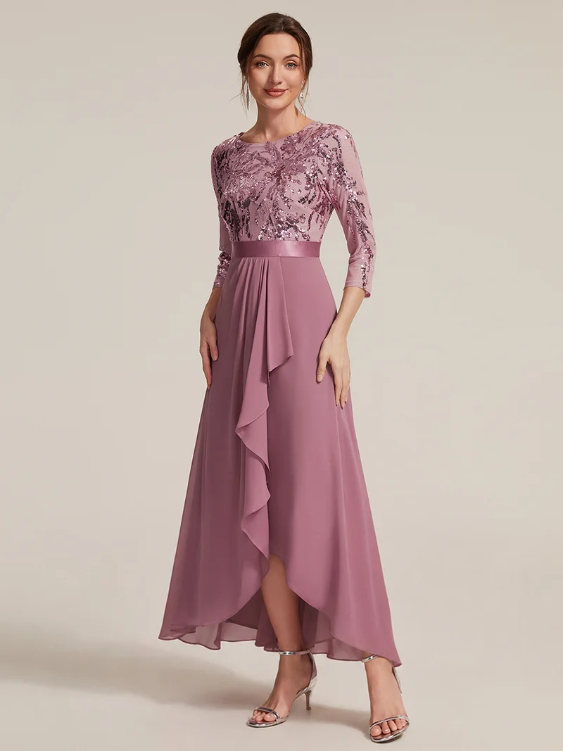 Robe trapèze à volants en mousseline avec sequins