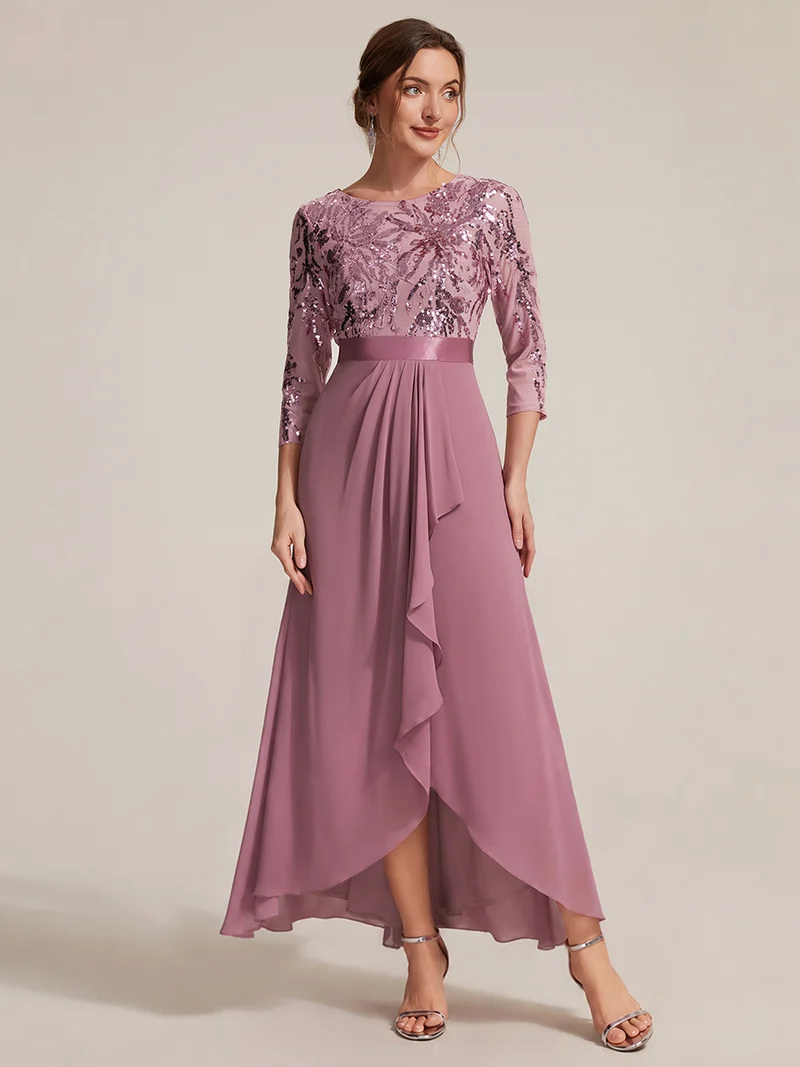 Robe trapèze à volants en mousseline avec sequins