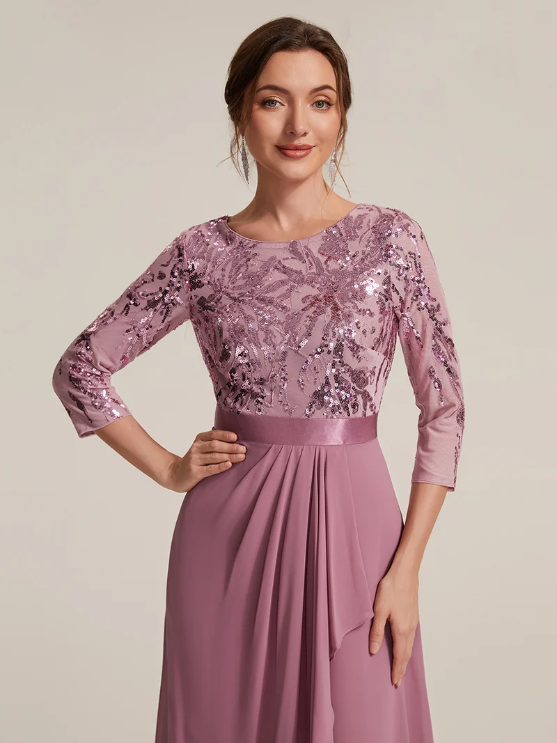 Robe trapèze à volants en mousseline avec sequins