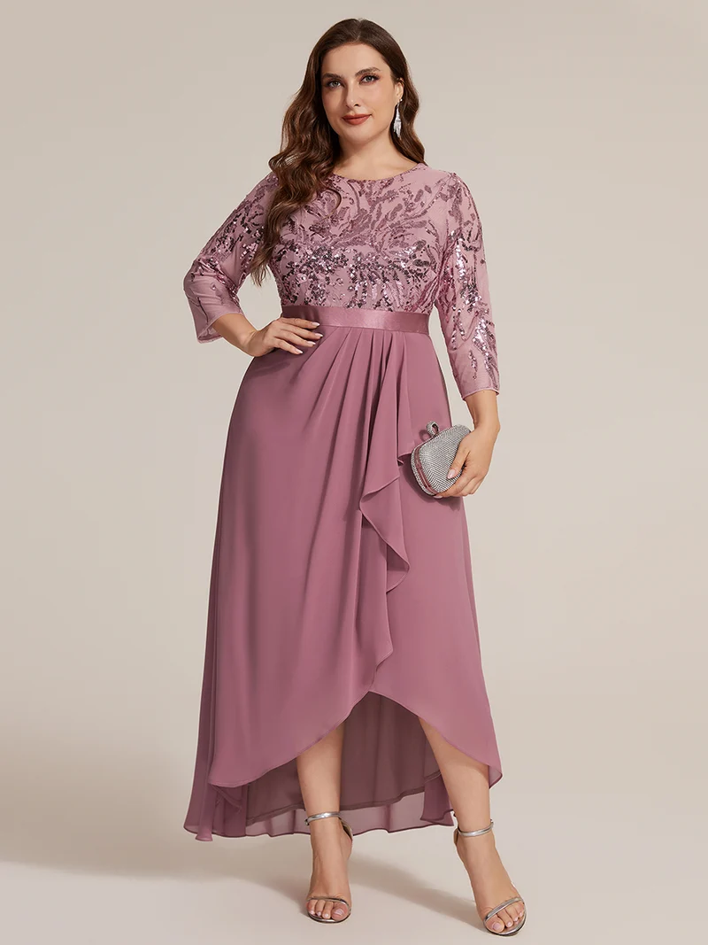 Robe trapèze à volants en mousseline avec sequins
