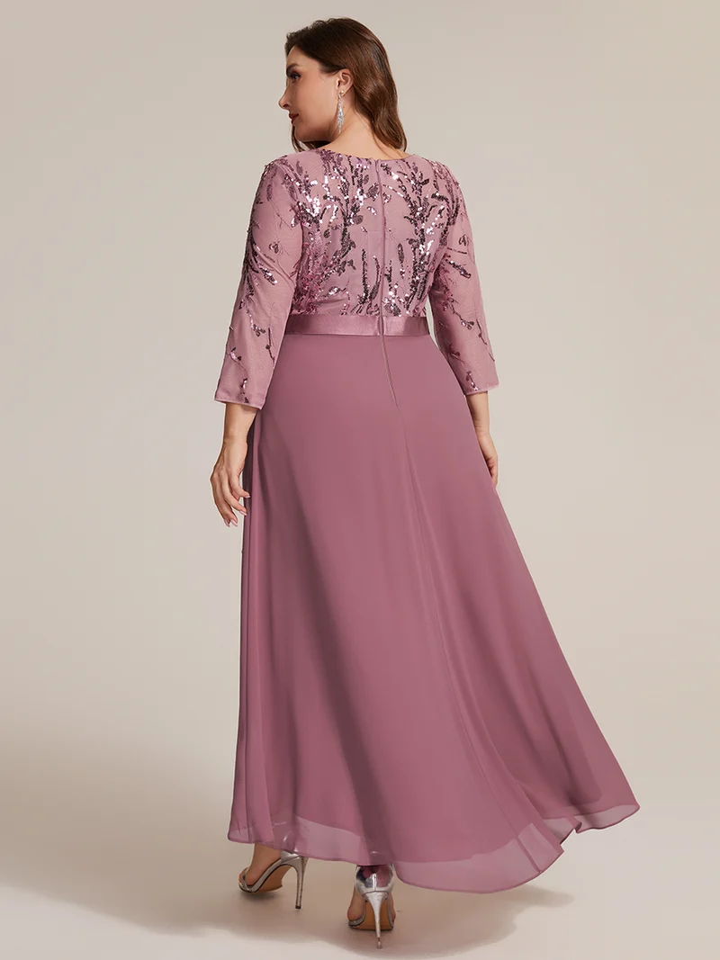 Robe trapèze à volants en mousseline avec sequins