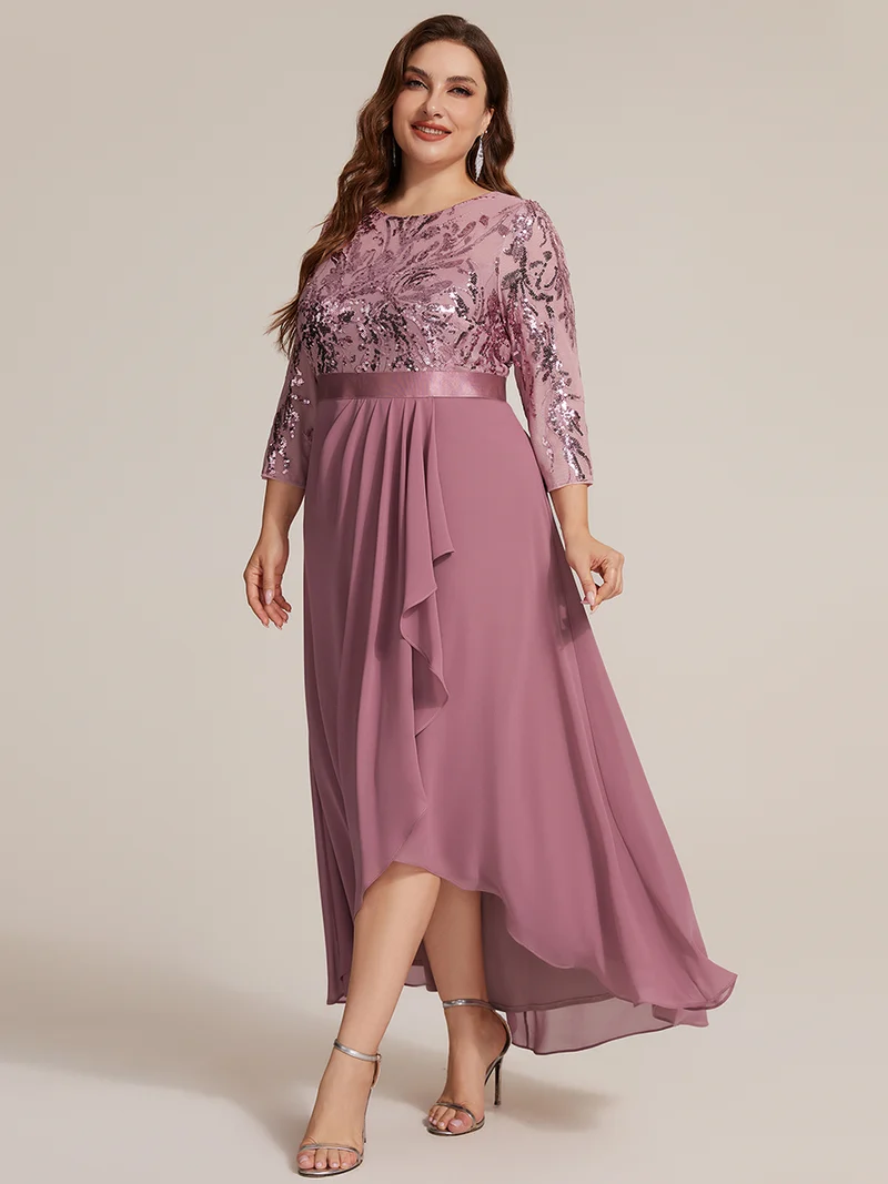 Robe trapèze à volants en mousseline avec sequins