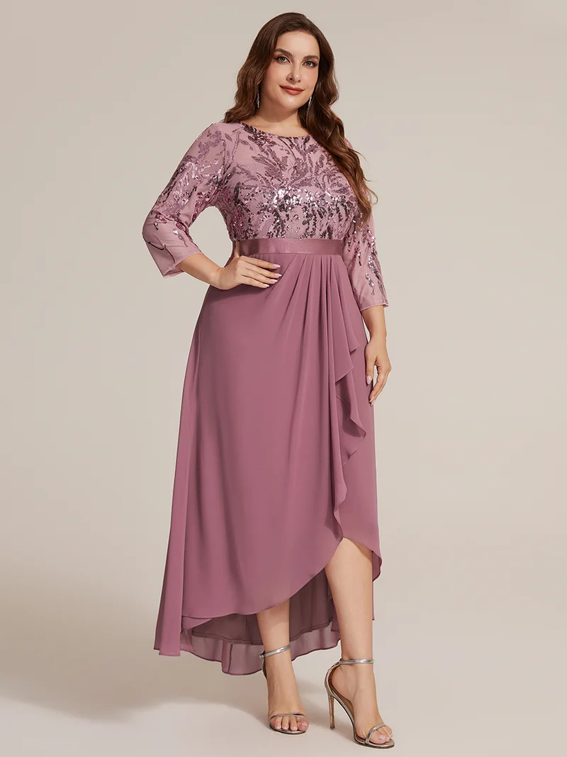 Robe trapèze à volants en mousseline avec sequins