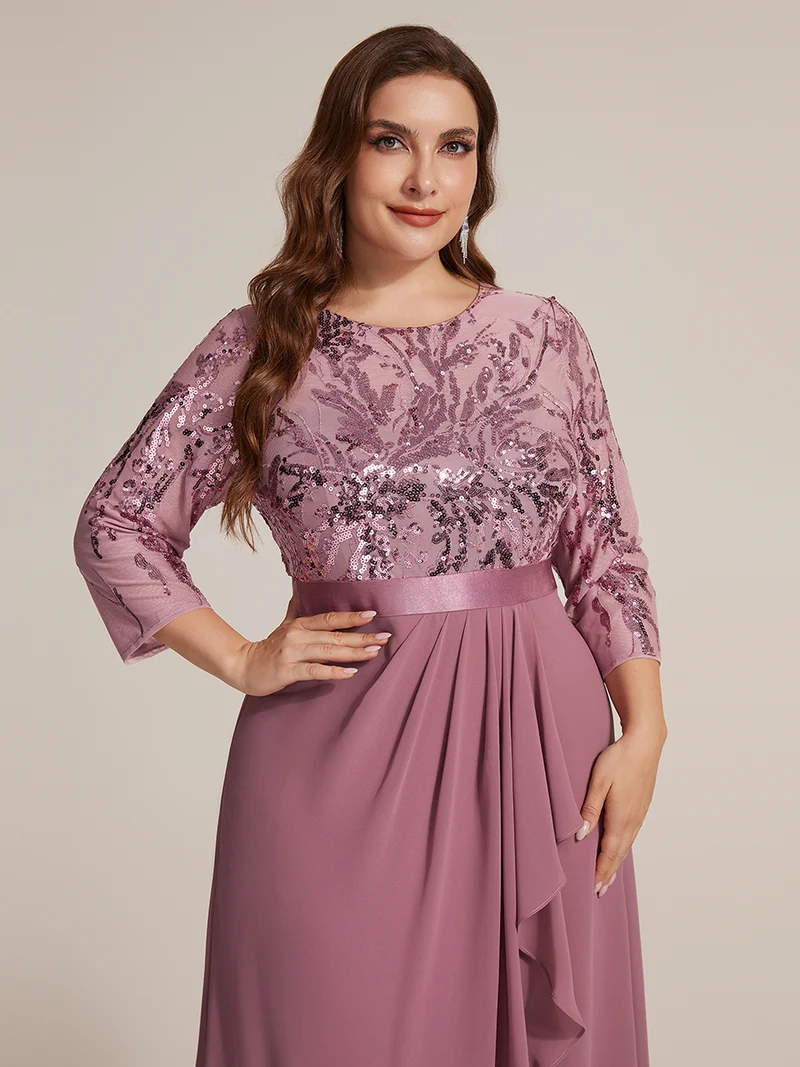 Robe trapèze à volants en mousseline avec sequins