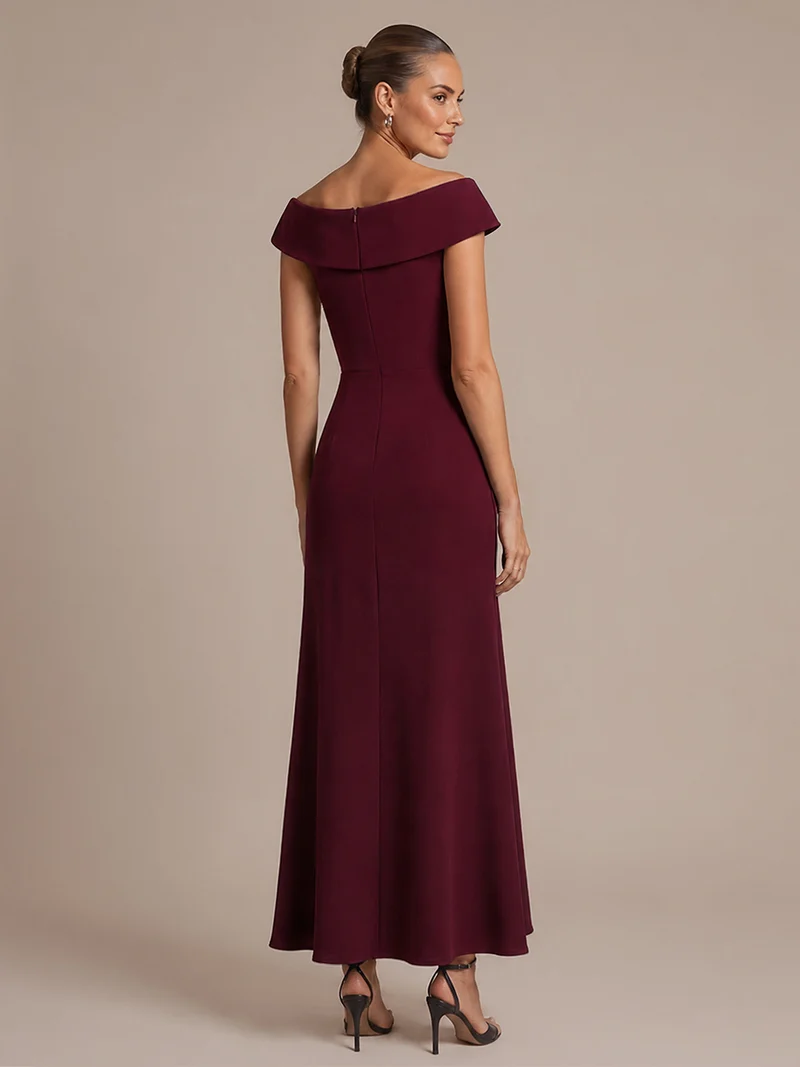 Robe de soirée sirène sans manches à col V, tissu extensible et coupe élégante