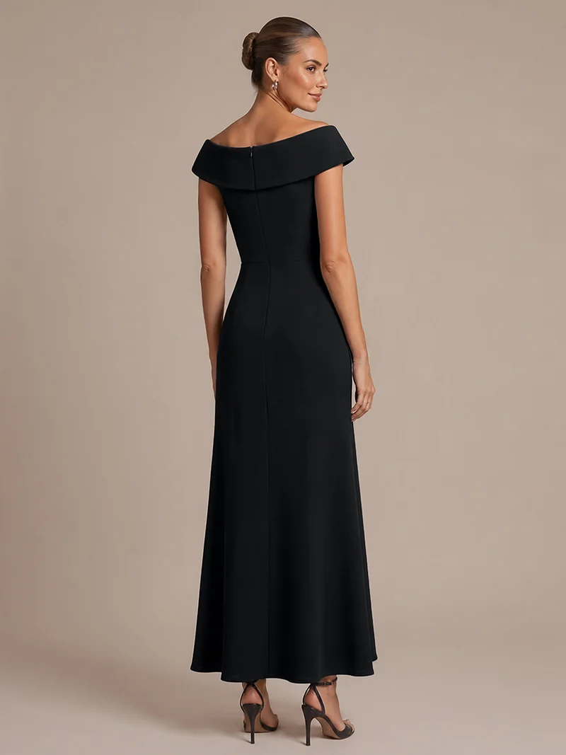 Robe de soirée sirène sans manches à col V, tissu extensible et coupe élégante