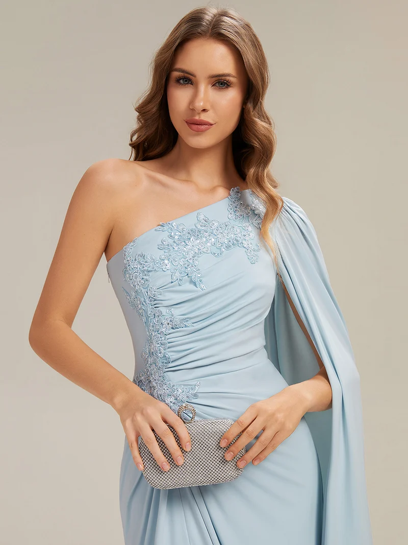 Robe Jersey Drapée Froncée Une Épaule