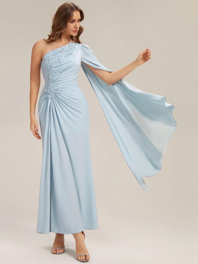 Robe Jersey Drapée Froncée Une Épaule