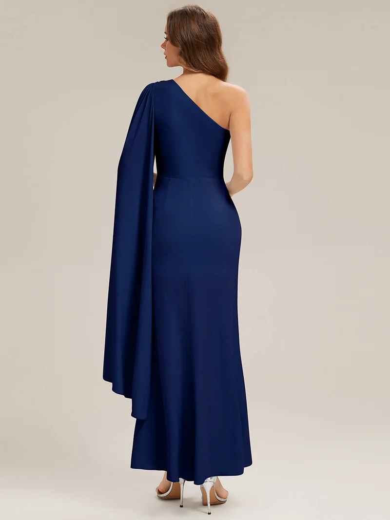 Robe Jersey Drapée Froncée Une Épaule