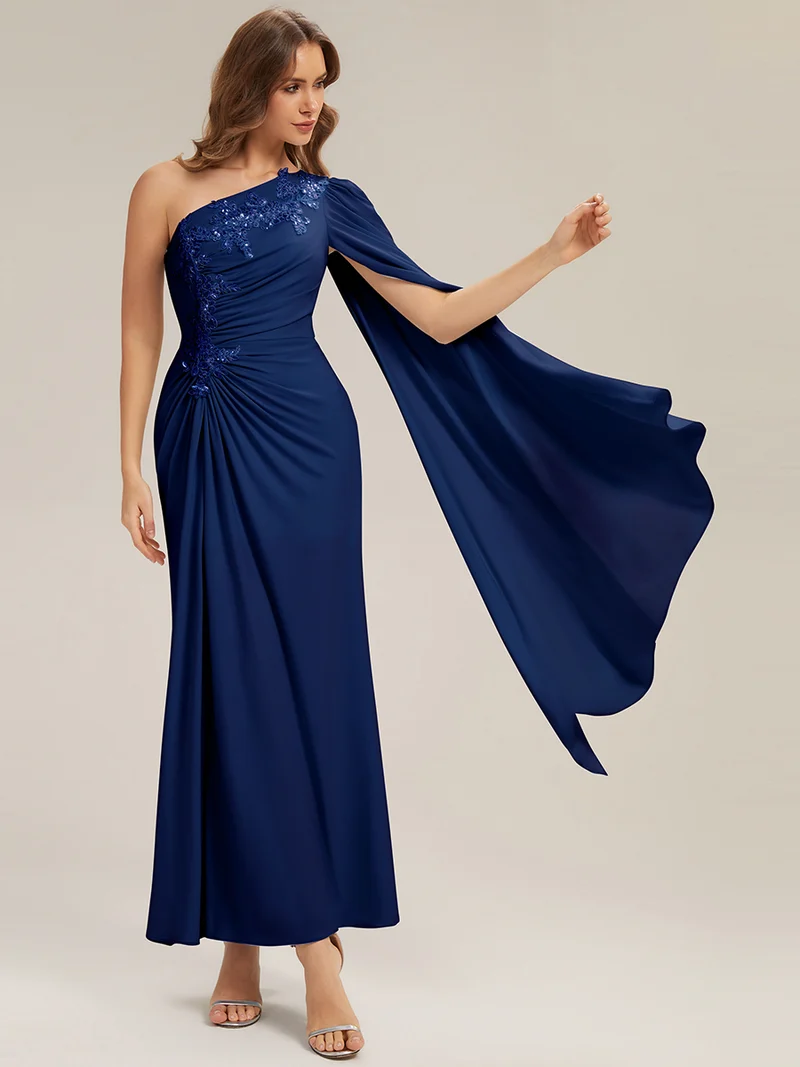 Robe Jersey Drapée Froncée Une Épaule
