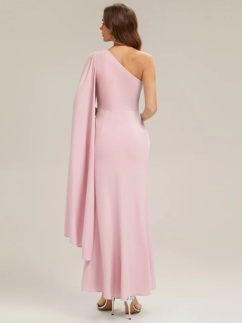 Robe Jersey Drapée Froncée Une Épaule