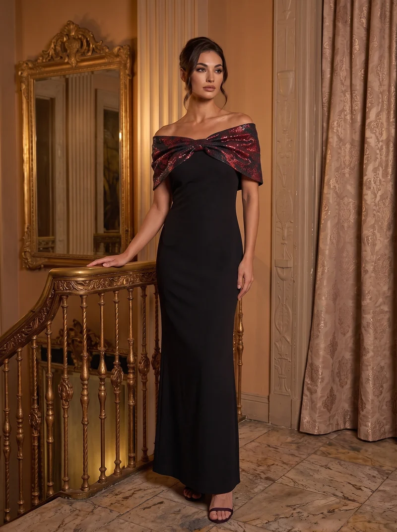 Robe maxi bodycon à manches courtes et décolleté en V