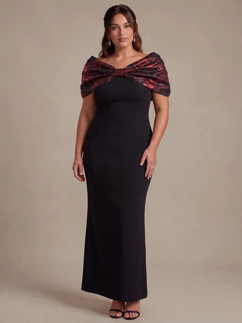Robe maxi bodycon à manches courtes et décolleté en V