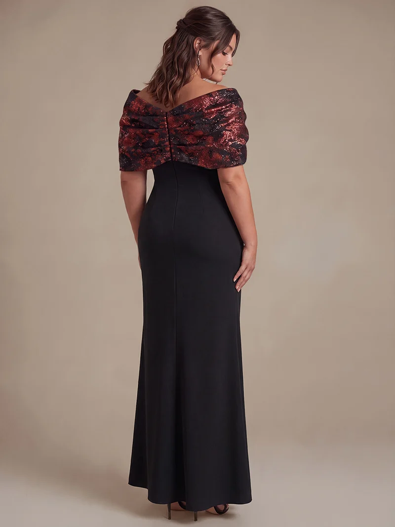 Robe maxi bodycon à manches courtes et décolleté en V