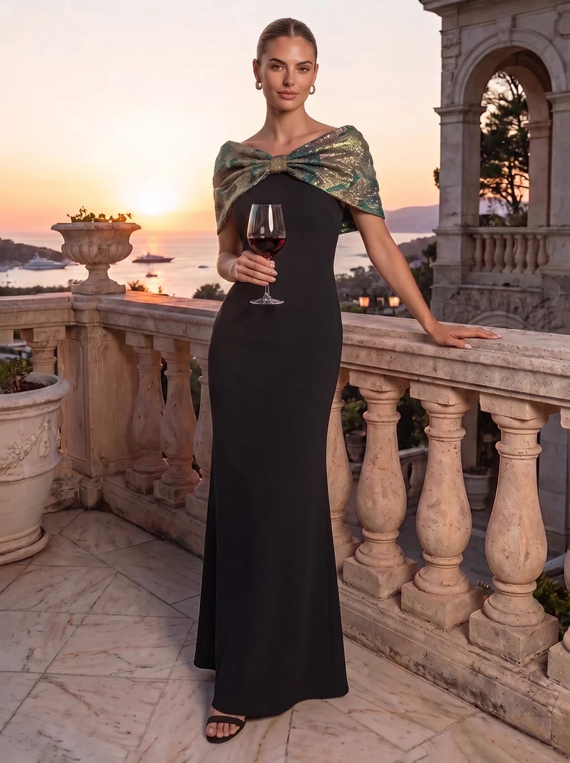 Robe maxi bodycon à manches courtes et décolleté en V