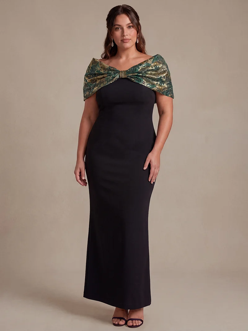Robe maxi bodycon à manches courtes et décolleté en V