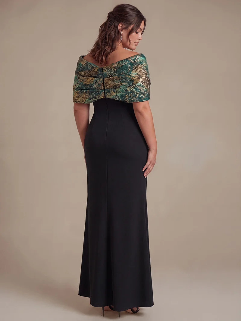Robe maxi bodycon à manches courtes et décolleté en V
