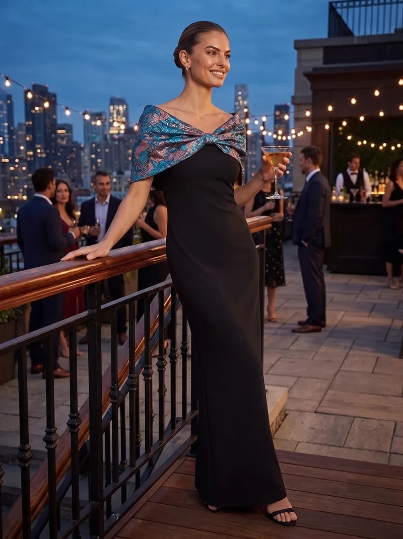 Robe maxi bodycon à manches courtes et décolleté en V