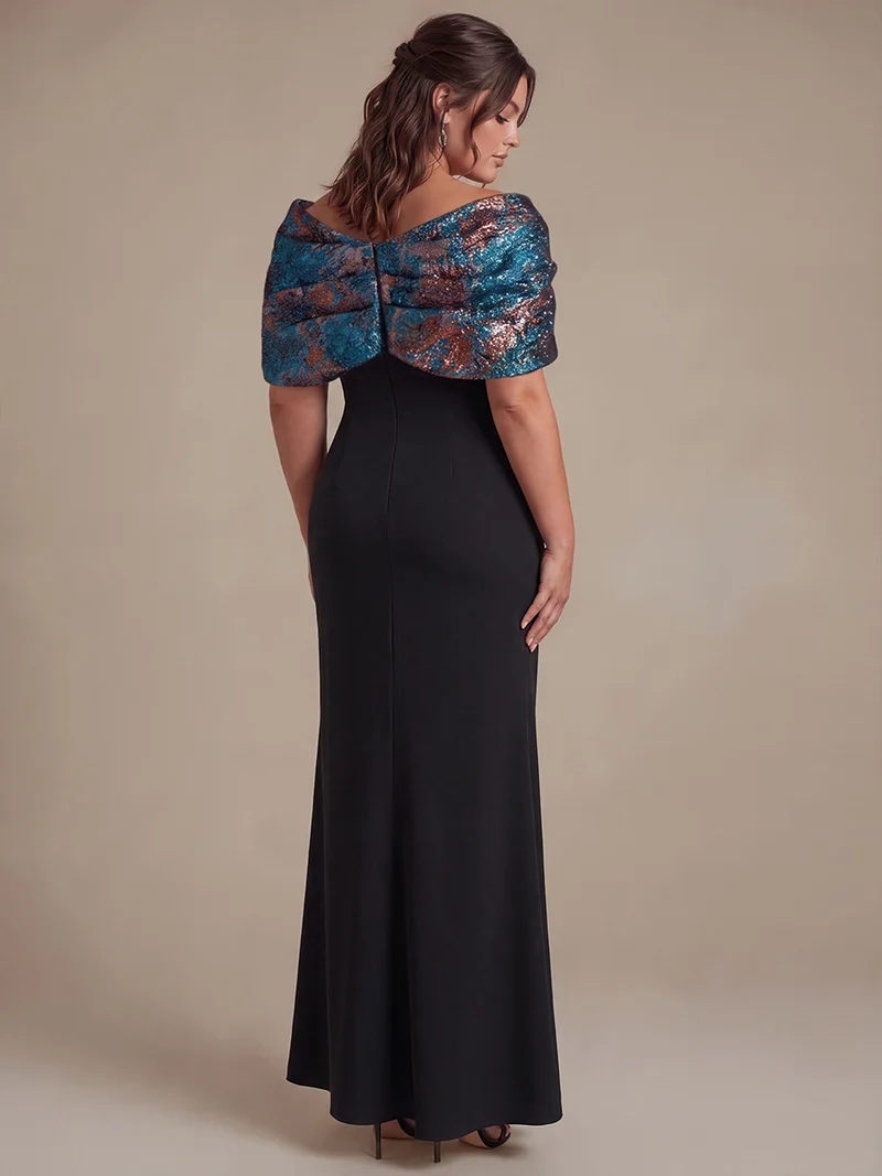 Robe maxi bodycon à manches courtes et décolleté en V