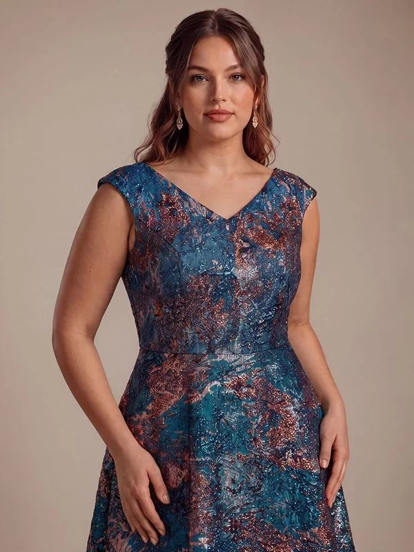 Robe midi sans élasticité à manches courtes en V avec fermeture éclair au dos