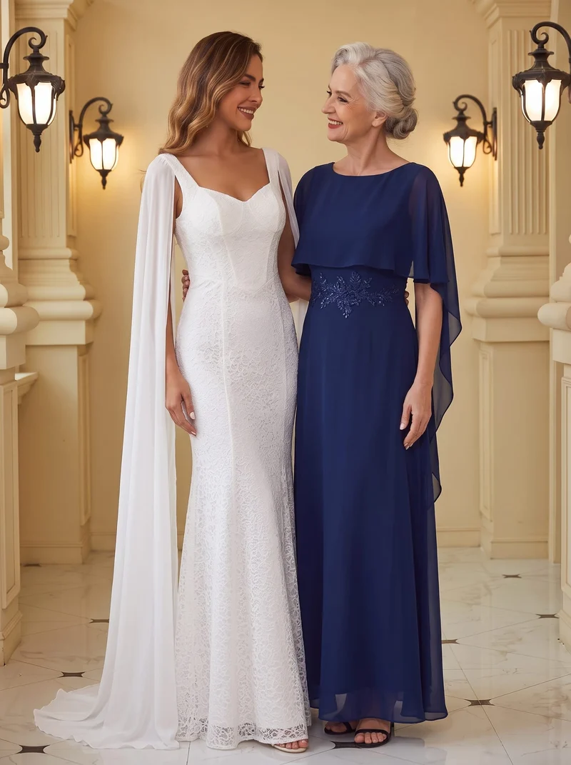 Robe maxi A-line à manches courtes avec col rond et fermeture éclair au dos