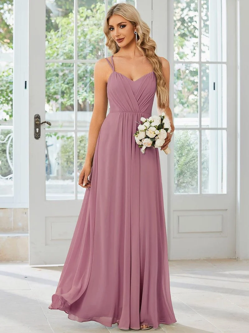 ever RUBY|Robe demoiselle d'honneur mousseline et dentelle dos nu bretelles fines
