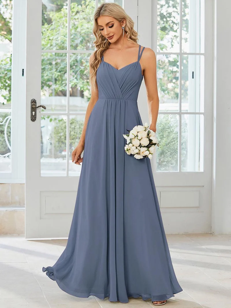 ever RUBY|Robe demoiselle d'honneur mousseline et dentelle dos nu bretelles fines (Vente Finale)
