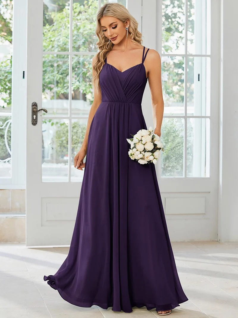 ever RUBY|Robe de soirée en mousseline et dentelle dos nu bretelles fines