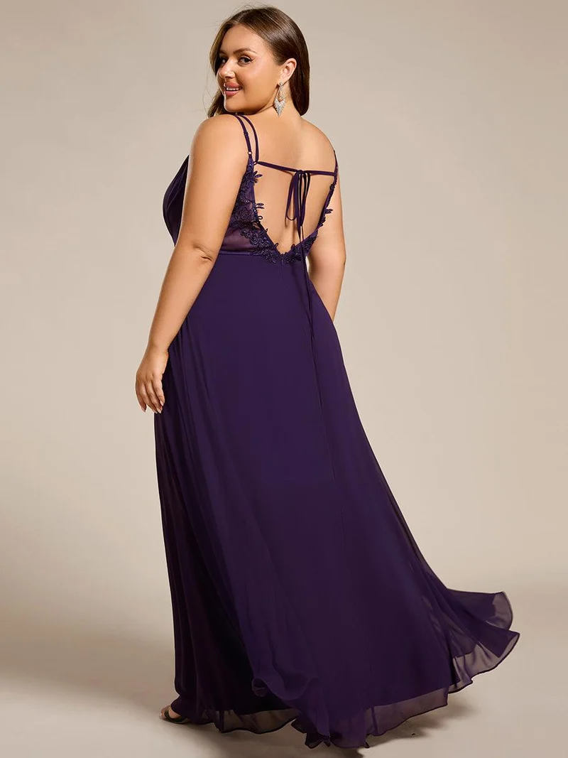 ever RUBY|Robe de soirée en mousseline et dentelle dos nu bretelles fines