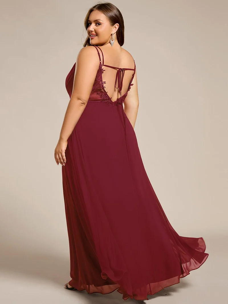 ever RUBY|Robe de soirée en mousseline et dentelle dos nu bretelles fines