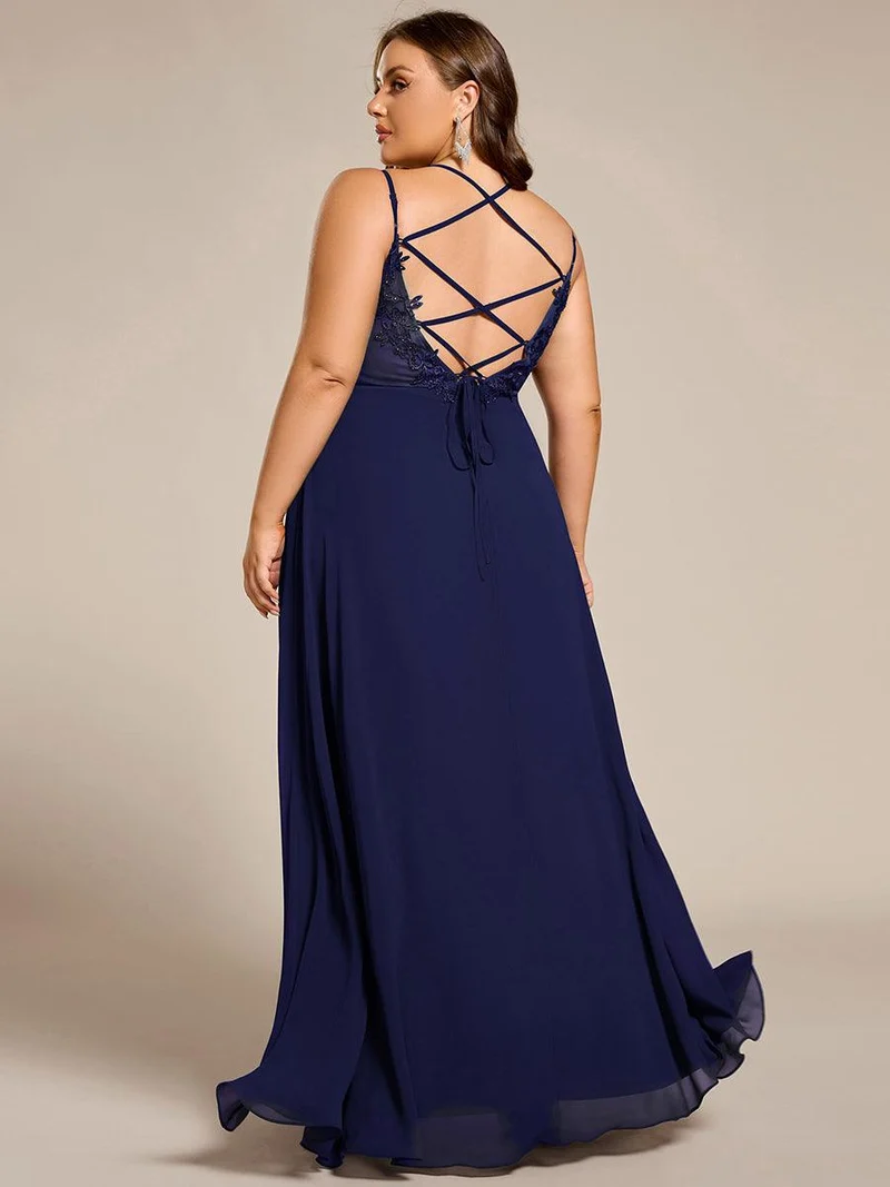 ever RUBY|Robe de soirée en mousseline et dentelle dos nu bretelles fines