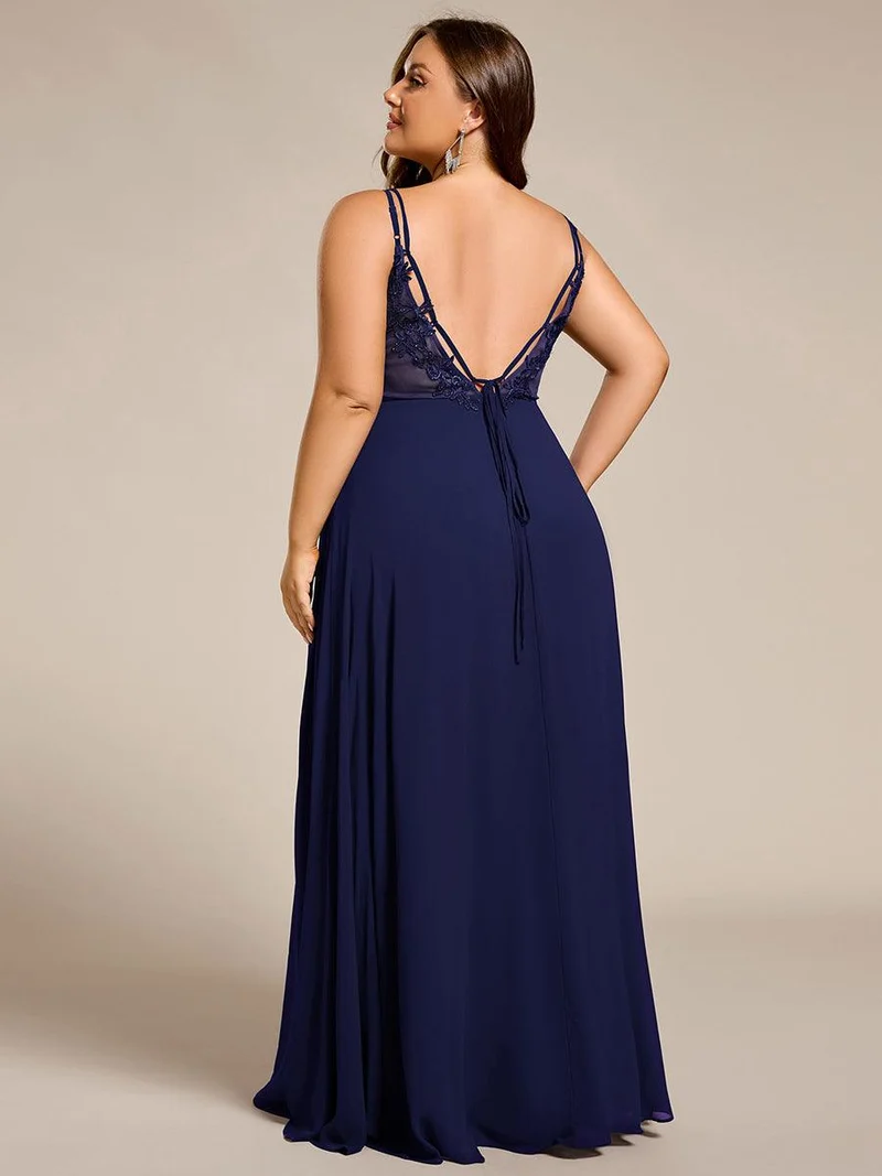 ever RUBY|Robe de soirée en mousseline et dentelle dos nu bretelles fines