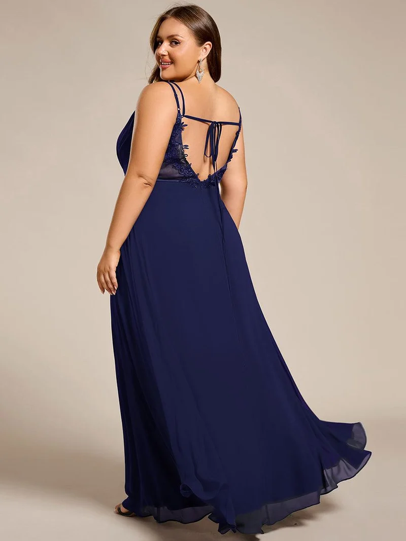 ever RUBY|Robe de soirée en mousseline et dentelle dos nu bretelles fines
