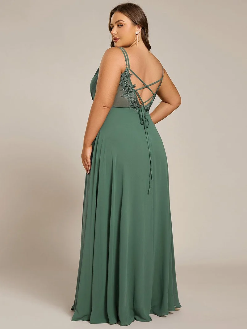 ever RUBY|Robe de soirée en mousseline et dentelle dos nu bretelles fines