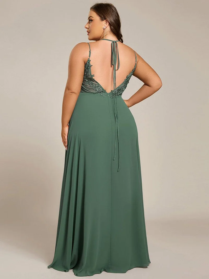 ever RUBY|Robe de soirée en mousseline et dentelle dos nu bretelles fines