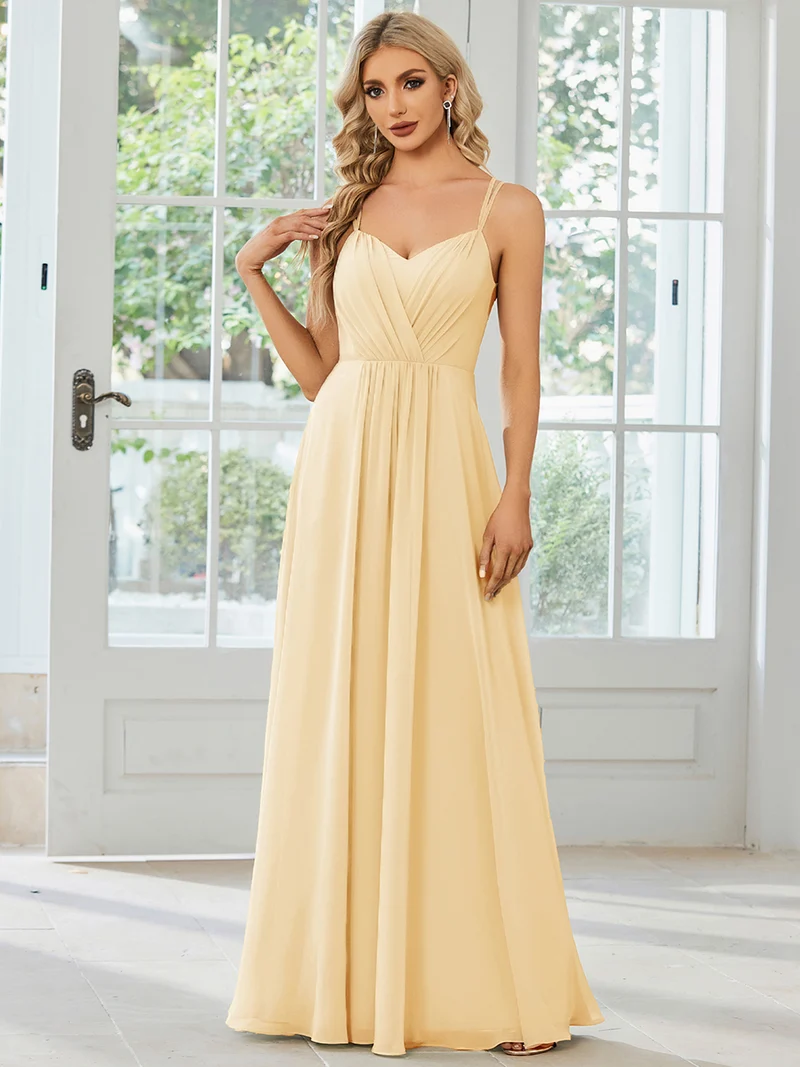ever RUBY|Robe de soirée en mousseline et dentelle dos nu bretelles fines