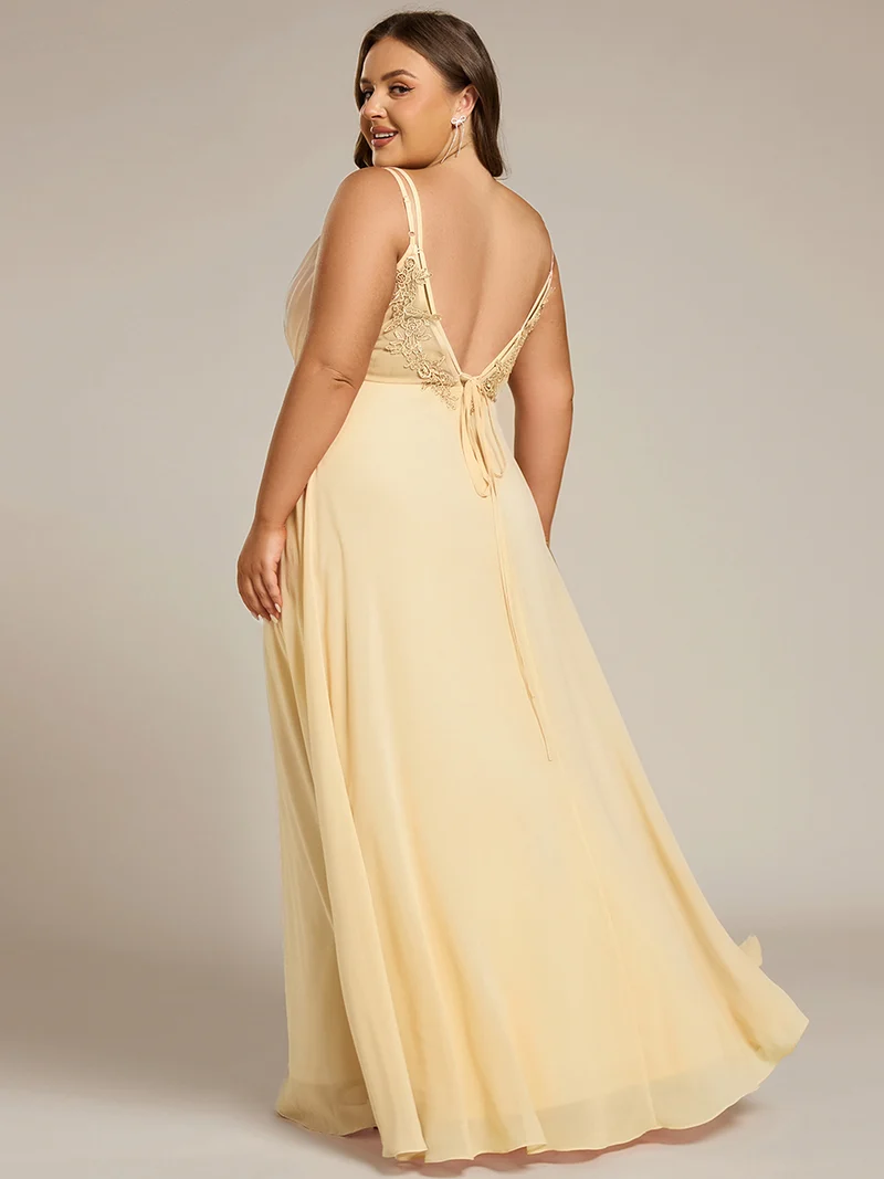 ever RUBY|Robe de soirée en mousseline et dentelle dos nu bretelles fines