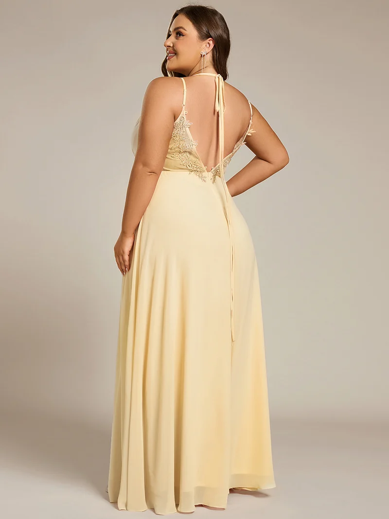 ever RUBY|Robe de soirée en mousseline et dentelle dos nu bretelles fines